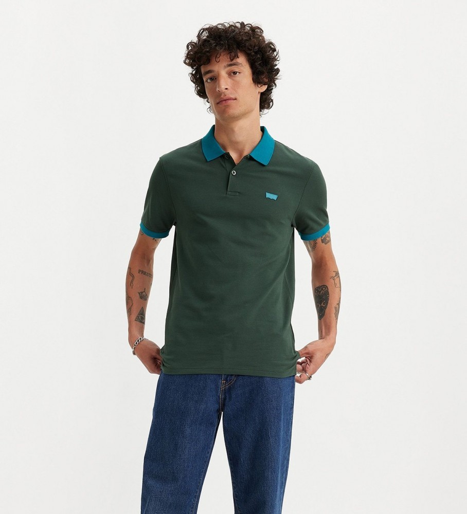 levis slim contrast blocking darkest spruce housemark polo levis slim contrast blocking darkest spruce housemark polo